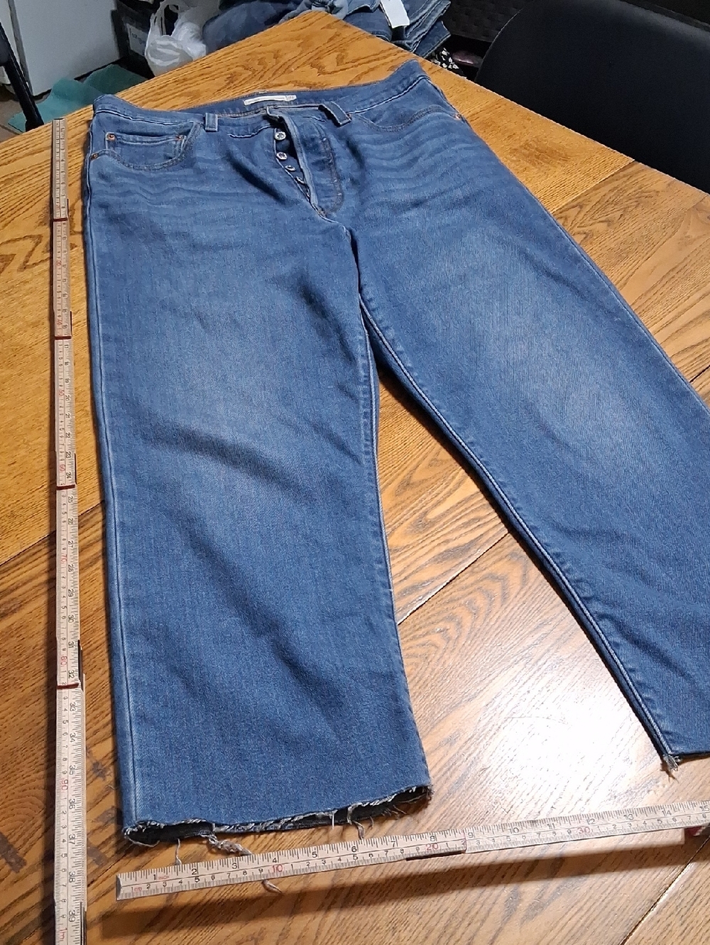 LEVI'S Strauss Jeans Womens BLUE 31 RIBCAGE STRAIGHT ANKLE Denim Used PREMIUM